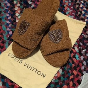 Louis Vuitton Textured Brown Slides